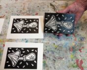 workshop lino snijden Roos van der Meijden